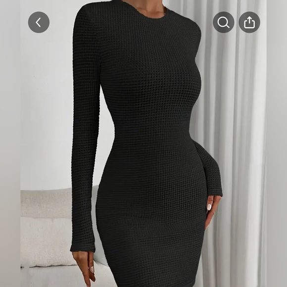 Blue Waffle Knits Bow Back Dress - Picture 1 of 3